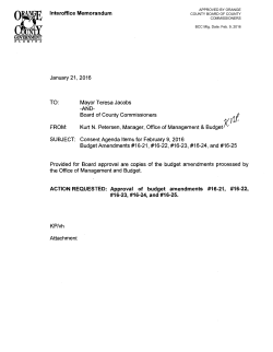 Interoffice Memorandum ACTION REQUESTED: Approval of budget