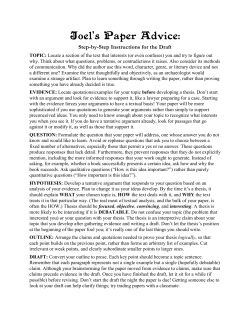 Joel`s Paper Advice