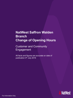 NatWest Saffron Walden Branch Change of Opening Hours