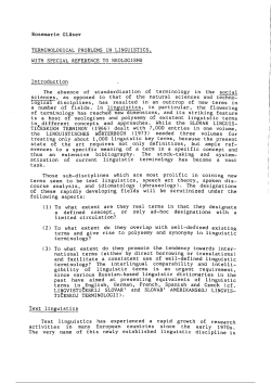 Terminological problems in linguistics, with special