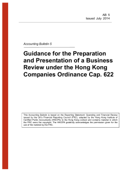 Guidance for the preparation and Presentation of a