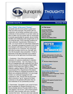 Newsletter Issue No. 9 December 2016 The 3 "Parts" of the word