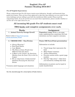 English I Pre-AP Summer Reading 2016-2017 All