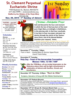 Christmas Anticipation Prayer - St. Clement Eucharistic Shrine