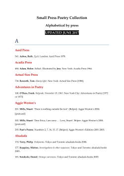 Small Press Poetry Collection: Alphabetical by press