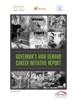 Governor`s HiGH DemanD Career initiative report