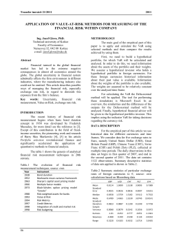 application of value-at-risk methods for measuring of the