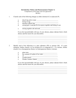 Introduction: Matter and Measurements (Chapter 1) Compilation of