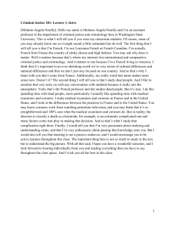 Criminal Justice 201: Lecture 1, Intro [Melanie
