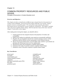 COMMON PROPERTY RESOURCES AND PUBLIC GOODS