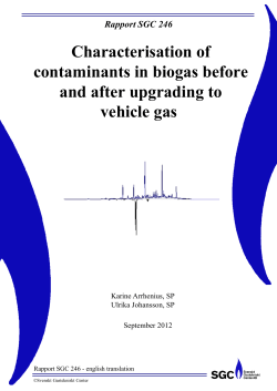 Characterisation of contaminants in biogas before and after