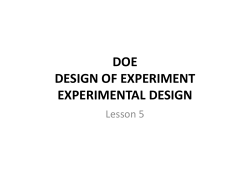 DOE DESIGN OF EXPERIMENT EXPERIMENTAL DESIGN
