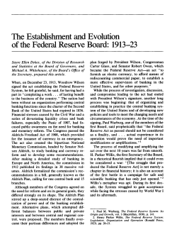 Establishment and Evolution of the Federal Reserve Board: 1913-23