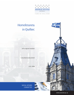 Homelessness in Qu&eacute;bec