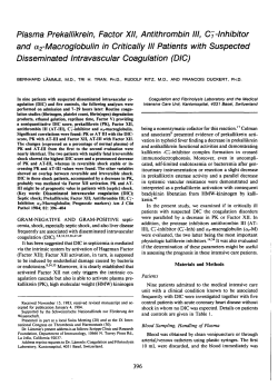 Plasma Prekallikrein, Factor XII, Antithrombin III, C7