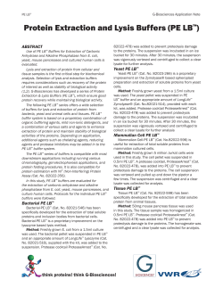 Protein Extraction and Lysis Buffers (PE LB&trade;)