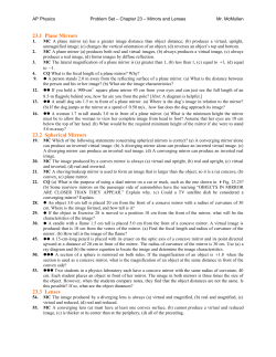 23.1 Plane Mirrors 23.2 Spherical Mirrors 23.3 Lenses