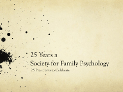 25 Years as Society for Family Psychology
