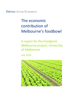 The economic contribution of Melbourne`s foodbowl