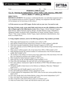 Striving for Independence: Africa, India, Latin