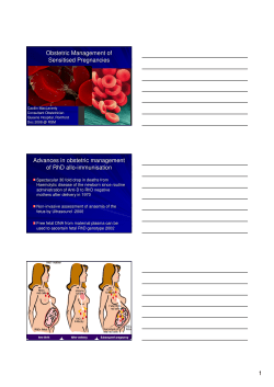1 Obstetric Management of Sensitised Pregnancies Advances in