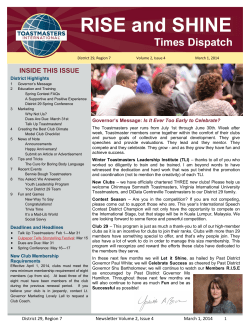 RISE and SHINE - District 29 Toastmasters