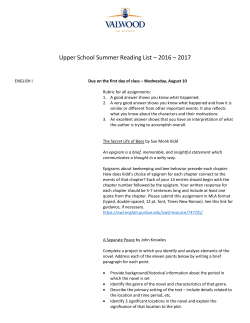 Upper School Summer Reading List &ndash; 2016 &ndash; 2017
