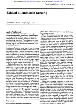 Ethical dilemmas in nursing