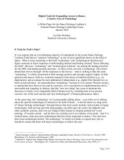 Digital Tools for Expanding Access to Dance: Creative Uses of