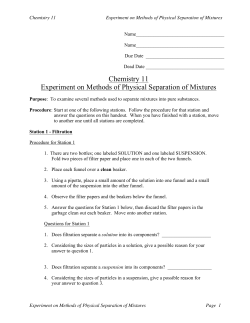 Chemistry 11 Experiment on Methods of Physical Separation of