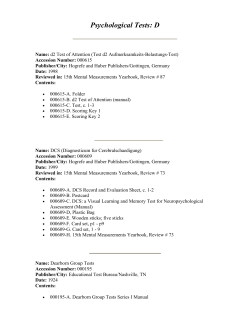 Psychological Tests: A - Pittsburg State University