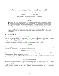 Part-of-Speech Tagging Using Hidden Markov Models