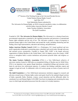 INDIA 27 Session of the Working Group on the Universal Periodic