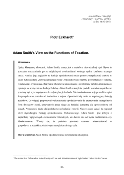 Adam Smith`s View on the Functions of Taxation.