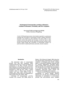 Involvement in Extracurricular Activities as Related to Academic