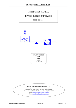 hydrological services instruction manual tipping bucket raingauge