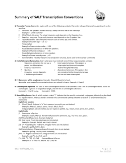 Summary of SALT Transcription Conventions