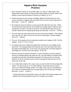 Algebra Work Samples -Practice-