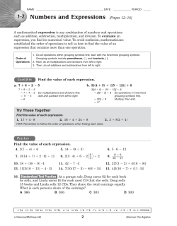 Numbers and Expressions (Pages 12&ndash;16)