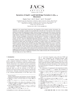 Dynamics of Asp23&minus; Lys28 Salt-Bridge Formation in A&beta;10
