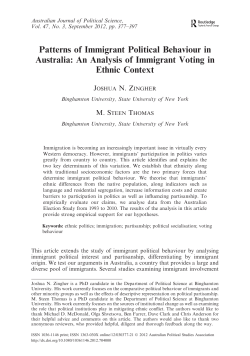 Patterns of Immigrant Political Behaviour in Australia: An Analysis of