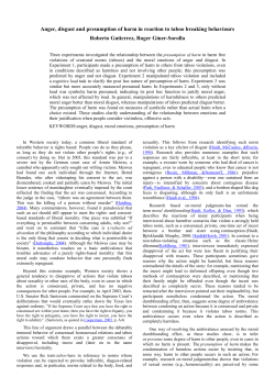 Anger, disgust and presumption of harm in reaction to taboo