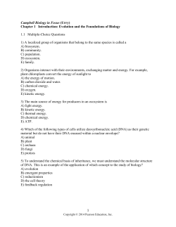 Campbell Biology in Focus (Urry) Chapter 1 Introduction: Evolution