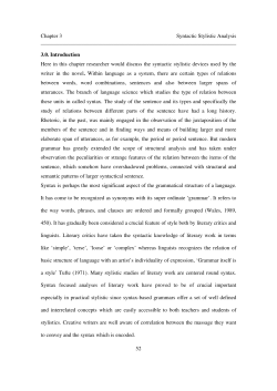 Chapter 3 Syntactic Stylistic Analysis