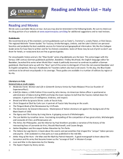 Reading and Movie List &ndash; Italy