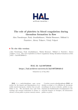 The role of platelets in blood coagulation during thrombus