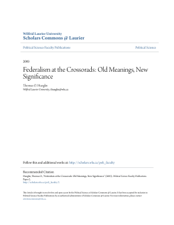 Federalism at the Crossorads: Old Meanings, New Significance