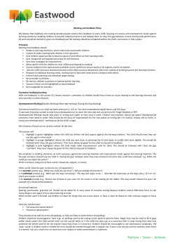 Marking and Feedback Policy We believe that feedback and