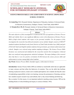 SCIENCE PROCESS SKILLS AND ACHIEVEMENT IN SCIENCE
