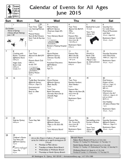 Calendar of Events for All Ages June 2015